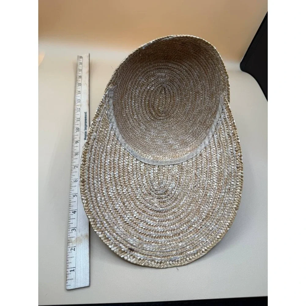 Beige Straw Wide-Brim Sun Hat‎ With Daisy Flowers Summer Beach Resort Cruise
